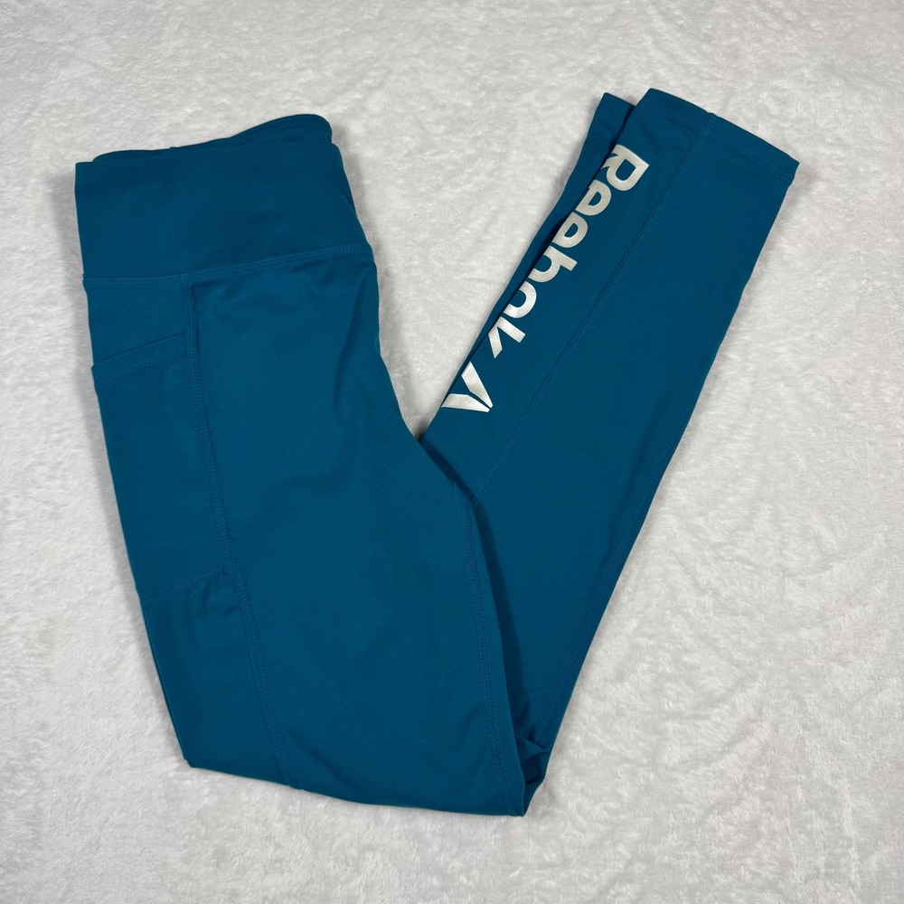 Reebok Youth Girls XL 14/16 Teal Blue Performance Leggings with Side Pockets